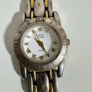 Anne‎ Klein Two-Tone Roman Numeral Watch - well loved- untested- needs battery